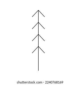 Vector isolated small simple minimal stick drawing one fir tree colorless black and white contour line easy drawing