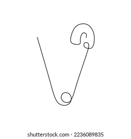 Vector isolated small simple one single line open safety pin colorless black and white contour line easy drawing
