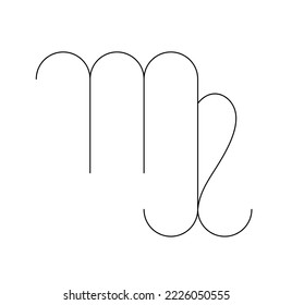 Vector isolated small simple virgo zodiac sign symbol colorless black and white contour thin line easy drawing