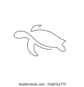 Vector isolated small turtle one line single line simple drawing