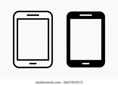 Vector isolated Smart phone icon set in black outline and fill