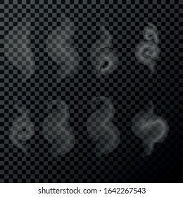 Vector isolated smoke on a transparent background.