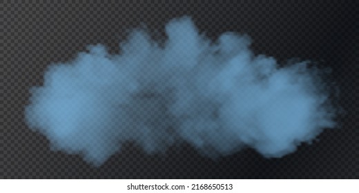 Vector Isolated Smoke PNG. Blue Smoke Texture On A Transparent Black Background. Special Effect Of Steam, Smoke, Fog, Clouds.	

