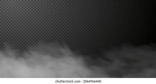 Vector Isolated Smoke PNG. White Smoke Texture On A Transparent Black Background. Special Effect Of Steam, Smoke, Fog, Clouds. 