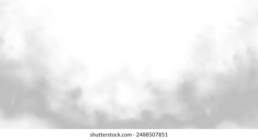 Vector isolated smoke PNG. White smoke texture on a transparent black background. Special effect of steam, smoke, fog, clouds.	