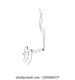 Vector isolated smoking cigarette between two fingers colorless black and white contour line easy drawing svg
