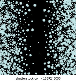 Los vectores aislados de los confeti de copas de nieve salpican sobre fondo cuadrado negro. Elegante y lujoso Confetti Splash. Plantilla para diseños de vacaciones, invitación, postal, fiesta, cumpleaños, boda, solemnidad