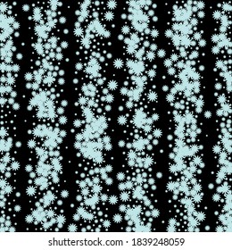 Vector isolated Snowflake confetti splash on black square background. Elegant and Luxury Confetti Splash. Template for holiday designs, invitation, postcard, party, birthday, wedding, solemnity