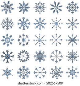 Vector isolated snowflake set colorful