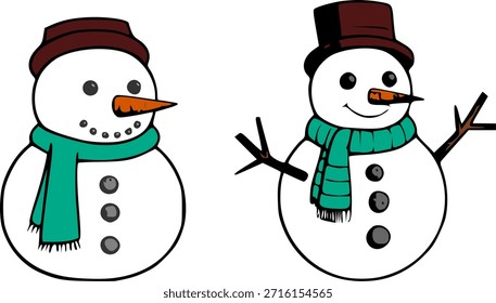 Vector aislado muñeco de nieve para Navidades e invierno 