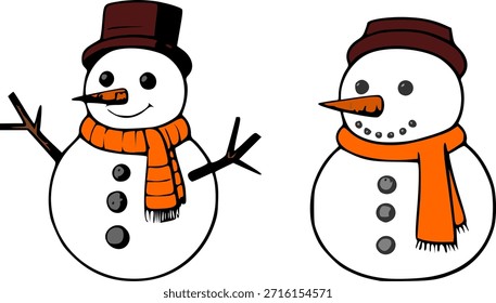 Vetor isolado boneco de neve para Natal e inverno 