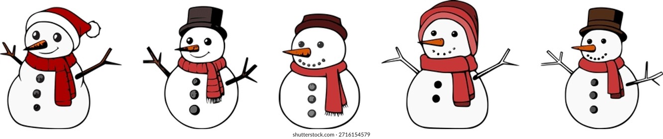 Vector aislado muñeco de nieve para Navidades e invierno 