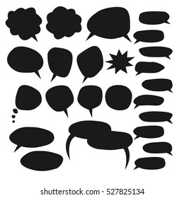 Vector isolated speech bubble set. White speech bubble on grey background with shadows.