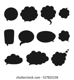 Vector isolated speech bubble set. White speech bubble on grey background with shadows.