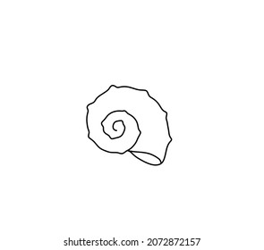 Vector isolated spiral round sea shell line drawing. Sea shell minimalism graphic icon logotype symbol