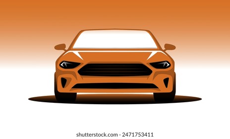 Vector isolated of sport car with orange background.