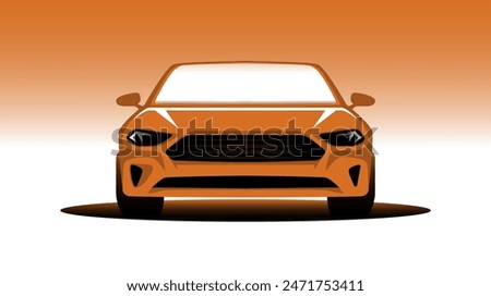 Vector isolated of sport car with orange background.