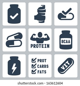 Vector isolated sport supplements icons set