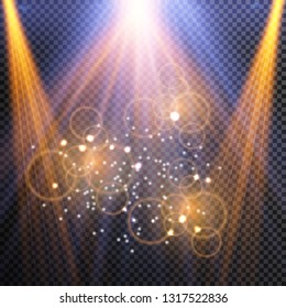 Vector isolated spotlight. Light effect. Glow light effect. Vector illustration. Christmas flash Concept.