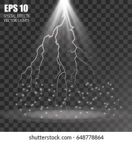 Vector isolated spotlight. Light effect lightning