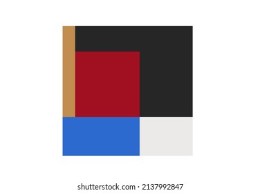 Vector isolated square abstract colour painting. Hard edge contemporary art