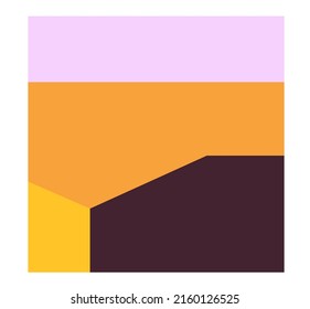 Vector isolated square abstract colour hard edge painting of natural colors. Colorful hard edge landscape contemporary art