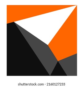 Vector isolated square abstract colour hard edge painting of orange black grey colors. Colorful hard edge contemporary art