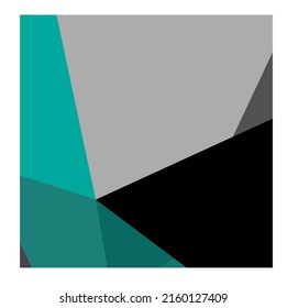Vector isolated square abstract colour hard edge painting of aqua green black grey colors. Colorful hard edge contemporary art