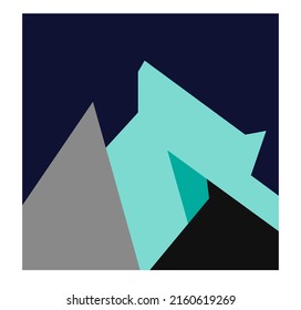 Vector isolated square abstract colour hard edge painting of blue shades colors. Colorful hard edge contemporary art