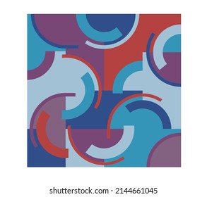 Vector isolated square graphic geometric abstraction in blue red and violette shades colors
