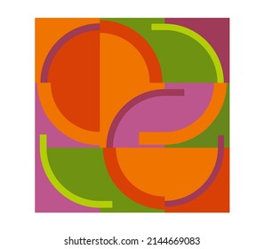 Vector isolated square graphic geometric abstraction in in bright contrast colors