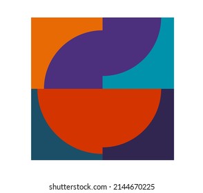 Vector isolated square graphic geometric abstraction in contrast colors