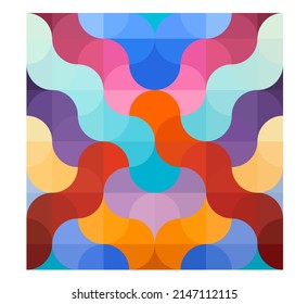 Vektor-einzelne quadratische geometrische Abstraktion vieler lockiger Pixel in der Farbpalette der Regenbogenfarben