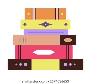 Vector isolated stack of books in simple flat style