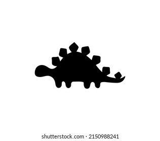 Vector isolated stegosaurus dinosaur with spikes on its back side view symbol outline black colored silhouette shadow