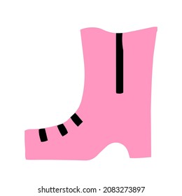 vector isolated sticker - pink cowboy boot. Hand drawn boot tattoo template
