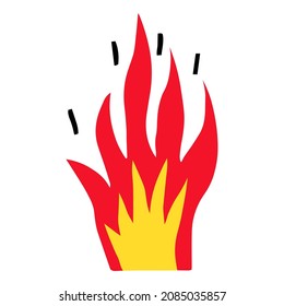 vector isolated sticker - vibrant fire. Flame tattoo 80s template in flat style