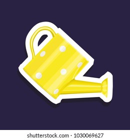 vector isolated sticker of yellow watering can