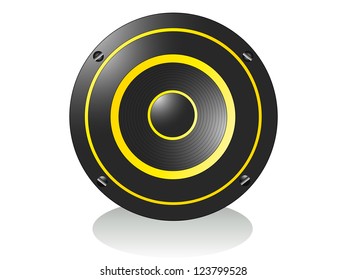 Vector Isolated Stylish Music Sound Speaker with Beautiful Yellow Decor Elements