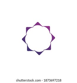Design-Vorlage für das einzelne Sonnenlogo des Vektors. Abstraktes Punktsymbol. Symbolrunde Form. Stock-Vektorgrafik einzeln auf weißem Hintergrund.