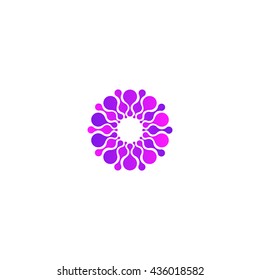 Vector isolated sun logo design template. Abstract dots symbol. Icon round shape.