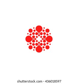 Vector isolated sun logo design template. Abstract dots symbol. Icon round shape.