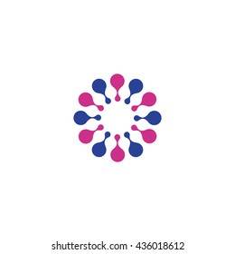 Vector isolated sun logo design template. Abstract dots symbol. Icon round shape.