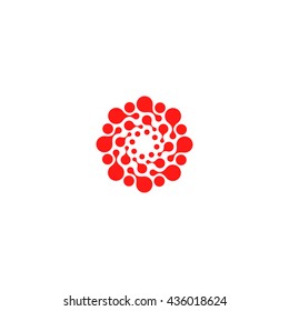 Vector isolated sun logo design template. Abstract dots symbol. Icon round shape.