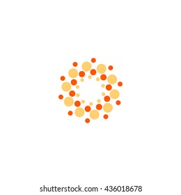 Vector isolated sun logo design template. Abstract dots symbol. Icon round shape.