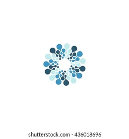 Vector isolated sun logo design template. Abstract dots symbol. Icon round shape.