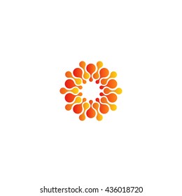 Vector isolated sun logo design template. Abstract dots symbol. Icon round shape.