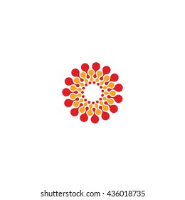 Vector isolated sun logo design template. Abstract dots symbol. Icon round shape.