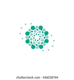 Vector isolated sun logo design template. Abstract dots symbol. Icon round shape.