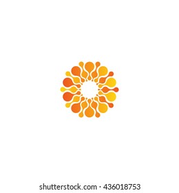 Vector Isolated Sun Logo Design Template. Abstract Dots Symbol. Icon Round Shape.